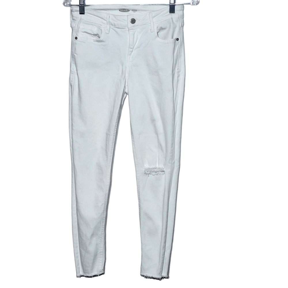 Old Navy Rockstar White Super Skinny Distressed Ankle Jeans, Size 2